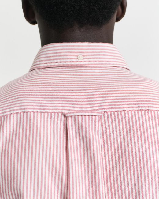 Gant Pink Regular Fit Banker Stripe Classic Oxford Shirt for men