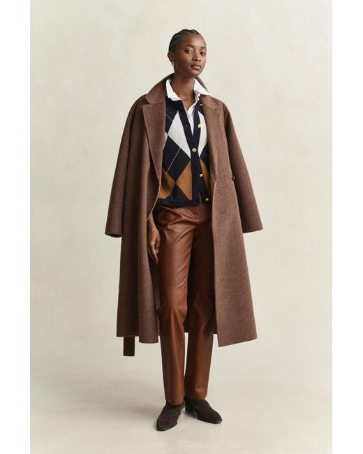 Gant Natural Flared Leather Pants Mahogany