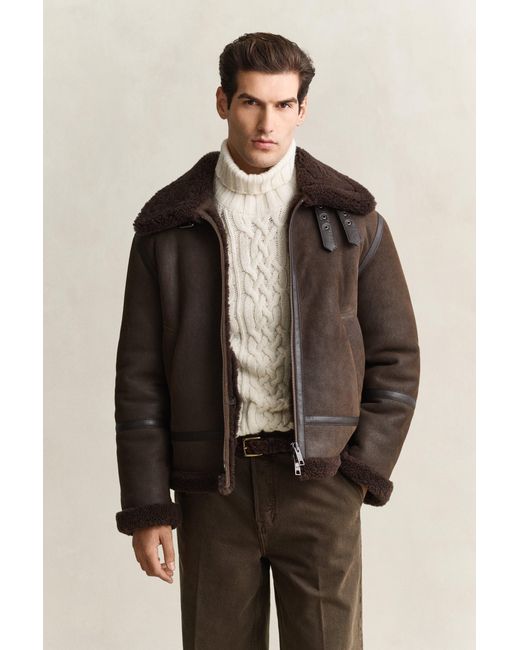 Gant Brown Shearling Jacket for men