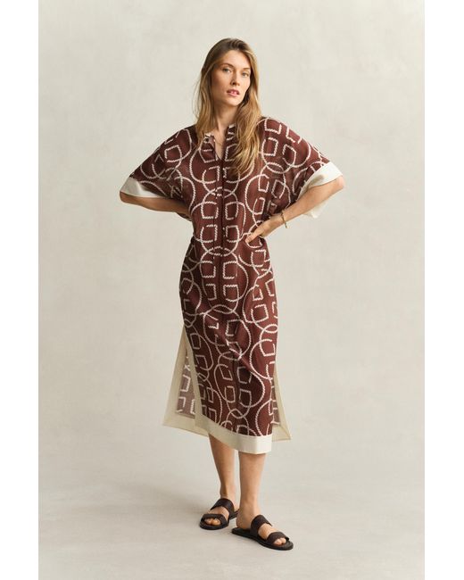 Gant Natural Monogram Cotton Silk Caftan