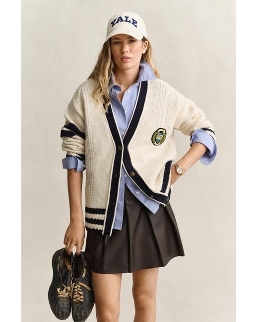 Gant Natural X Yale Varsity Cardigan Cream