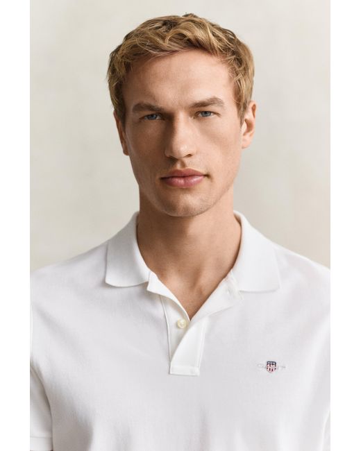 Gant White Regular Fit Polo Shirt for men