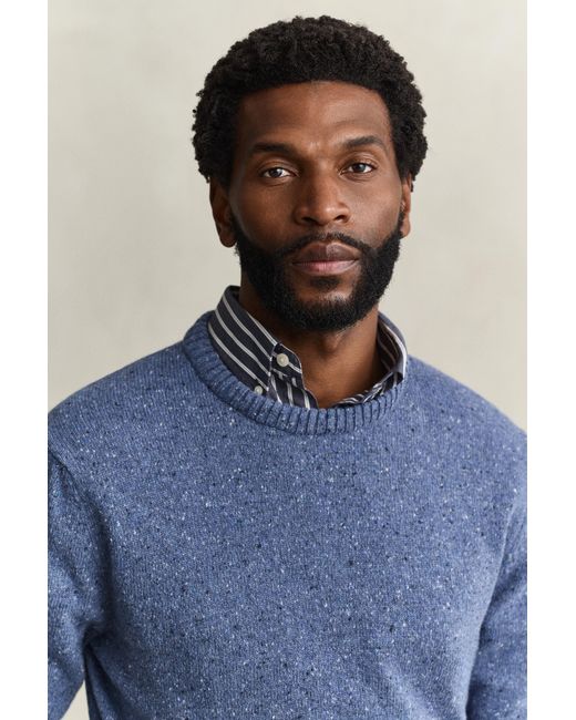 Gant Blue Wool Blend Nepps Crew Neck Sweater for men