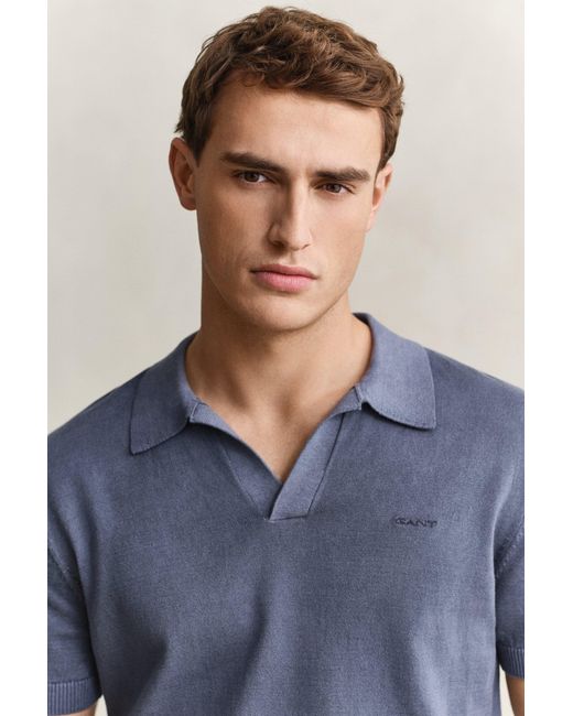 Gant Blue Sunfaded Polo Sweater Classic for men
