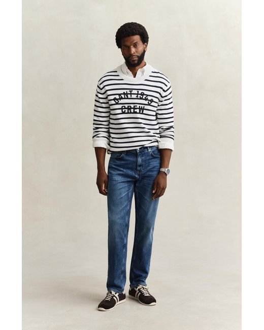 Gant Blue Regular Fit Jeans Mid Broken In for men