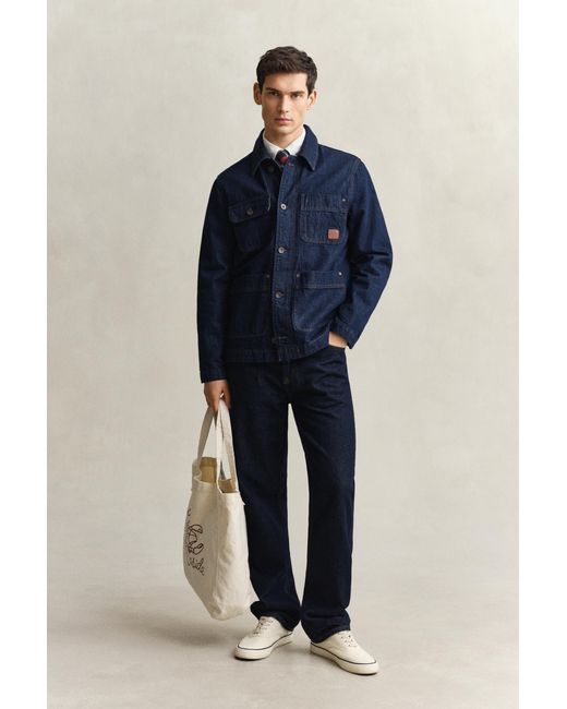 Gant Blue Work Jacket Dark Raw for men