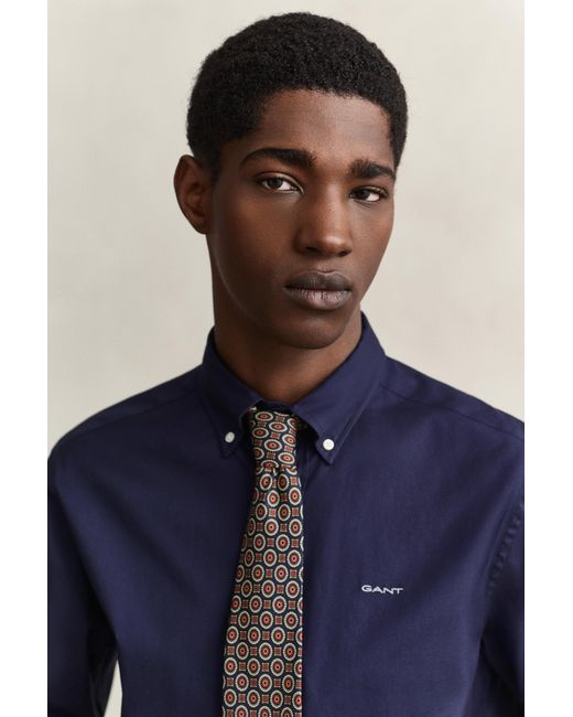 Gant Blue Oxford Reguar Fit Ong Eeve Hirt Bue An for men