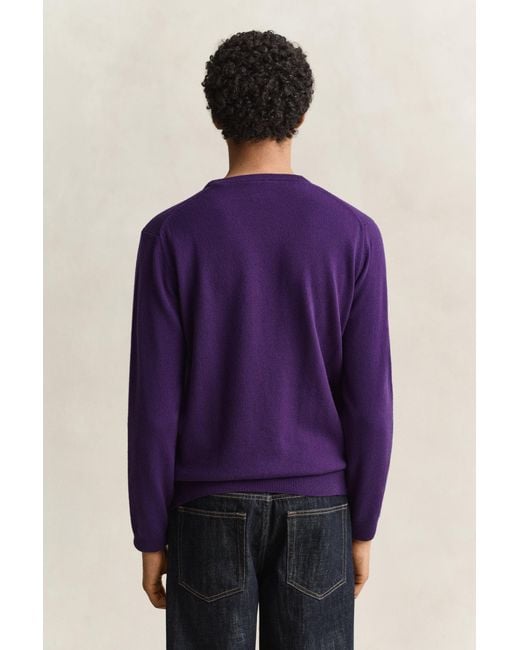 Gant Purple Lambswool Crew Neck Sweater for men