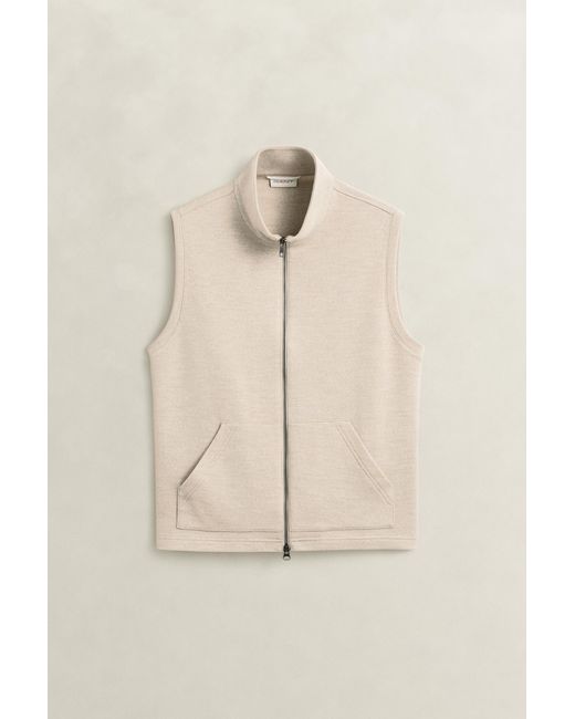 Gant Blue Zipped Vest Oat Melange for men