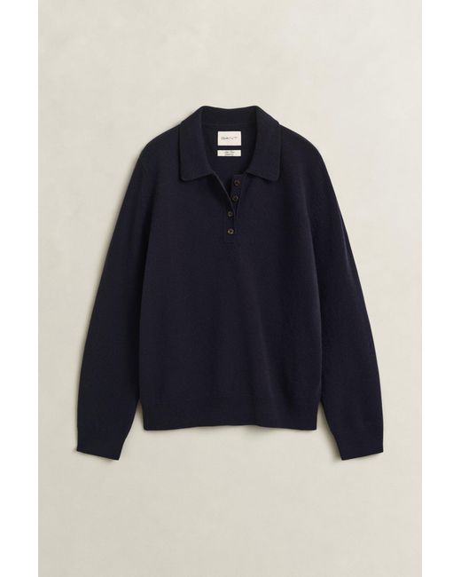 Gant Blue Lambswool Rugger Sweater Evening