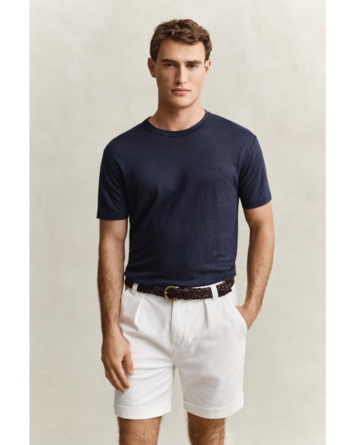 Gant Blue Linen T-Shirt Evening for men