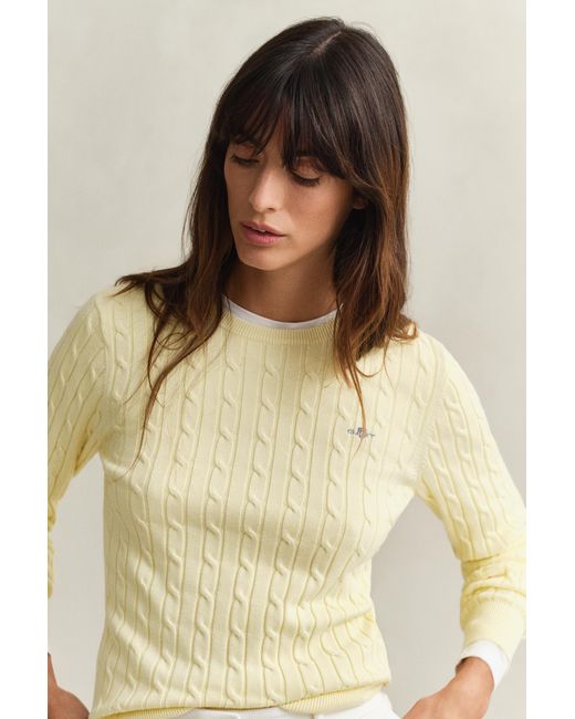 Gant Natural Cable Knit Crew Neck Sweater