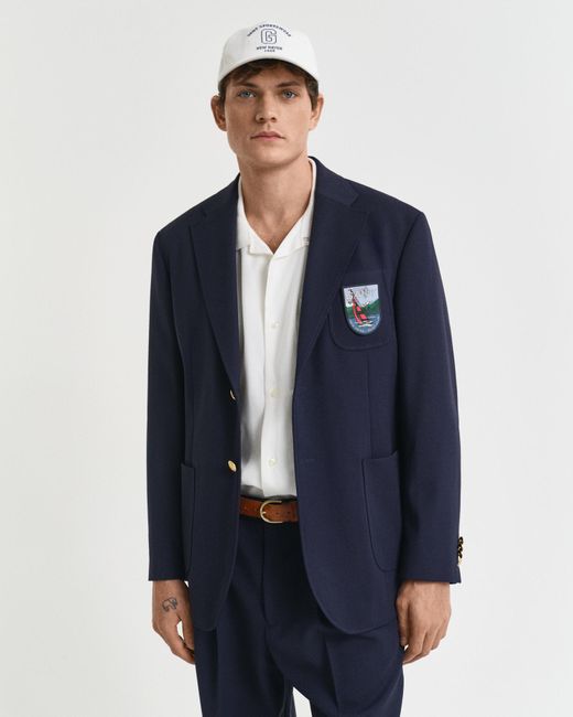 Gant Blue Relaxed Fit Badge Club Blazer for men