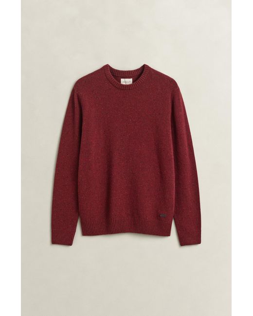 Gant Red Wool Blend Nepps Crew Neck Sweater Plumped for men
