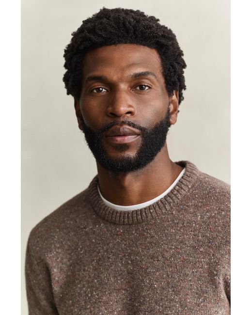 Gant Brown Wool Blend Nepps Crew Neck Sweater for men