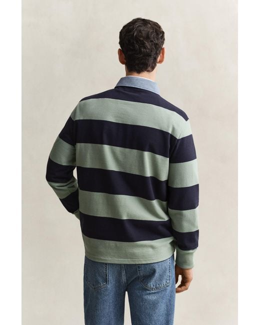 Gant Blue Chambray Collar Striped Heavy Rugger for men
