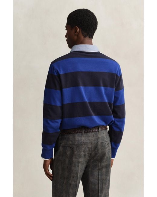 Gant Blue Chambray Collar Striped Heavy Rugger for men