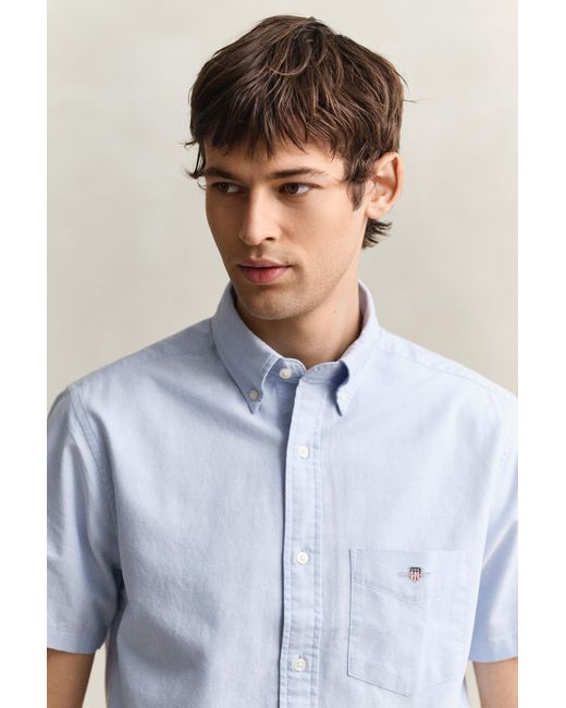 Gant Blue Classic Oxford Short Sleeve Shirt for men