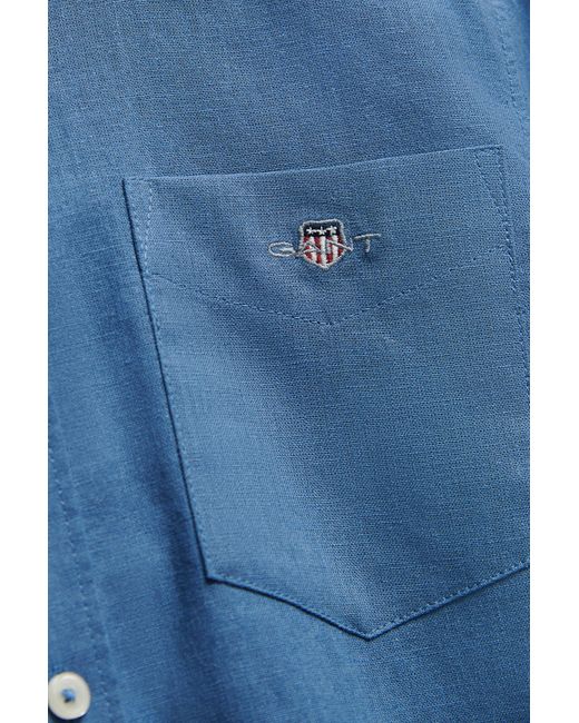 Gant Blue Teens Teen Boys Linen Blend Shirt Salty Sea for men