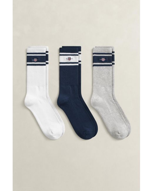 Gant Blue 3-Pack Shield Sport Socks Evening for men
