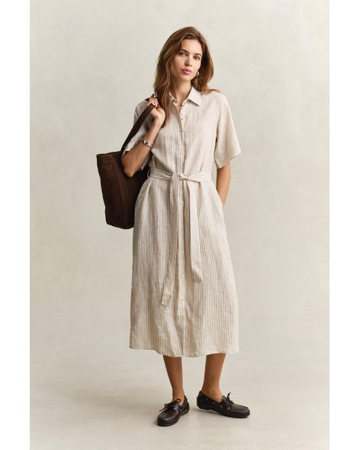 Gant Natural Striped Linen Shirt Dress