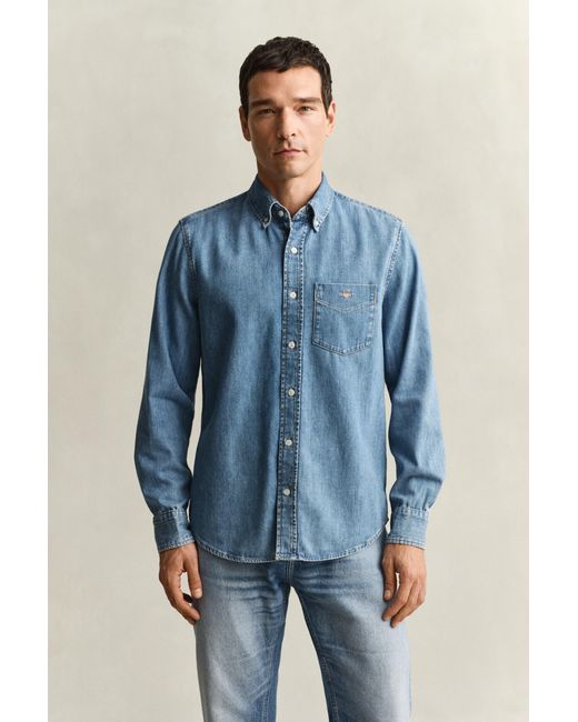 Gant Blue Regular Fit Denim Shirt for men