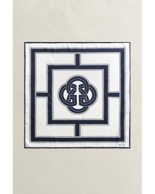 Gant Blue Monogram Silk Scarf Evening