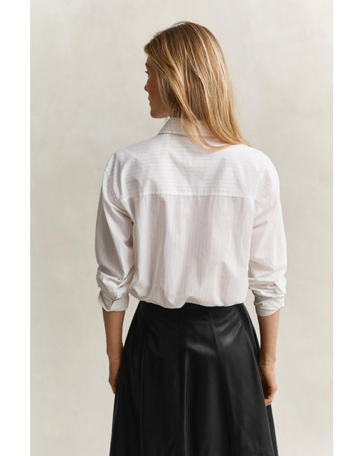 Gant Natural Striped Embroidered Shirt Eggshell