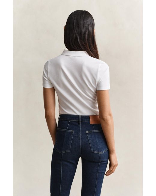Gant White Slim Fit Polo Shirt