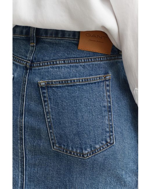 Gant Blue Denim Pencil Skirt Mid
