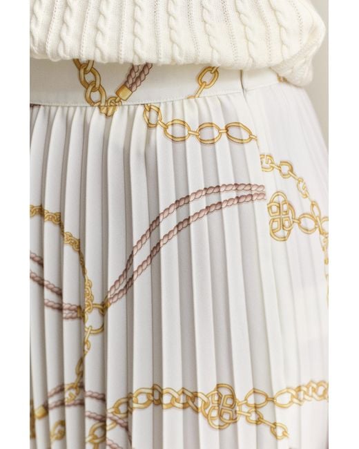 Gant Natural Printed Pleated Midi Skirt Eggshell