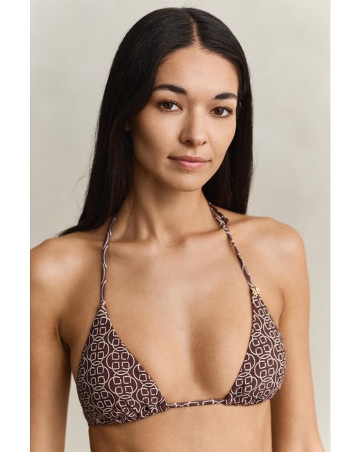 Gant Brown Printed Padded Triangle Bikini Top