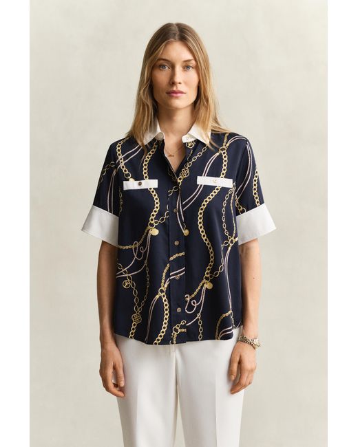 Gant Blue Contrast Blouse Evening