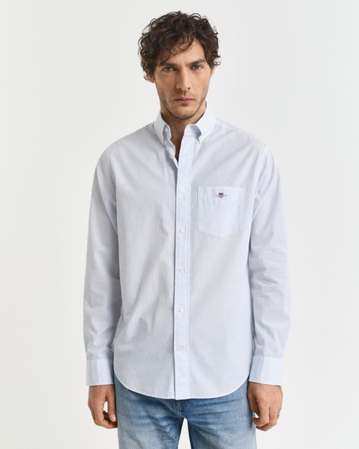 Gant White Regular Classic Poplin Banker Shirt, Light for men