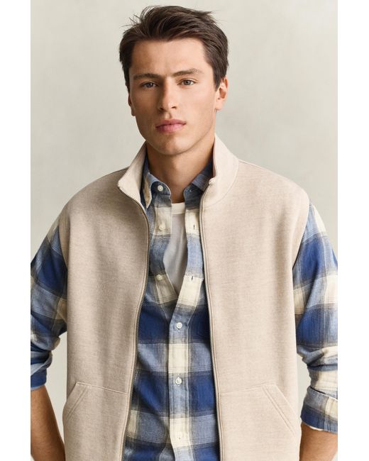 Gant Blue Zipped Vest Oat Melange for men