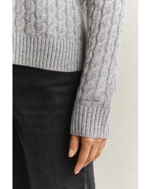 Gant Gray Cashmere Cable Knit Sweater Melange