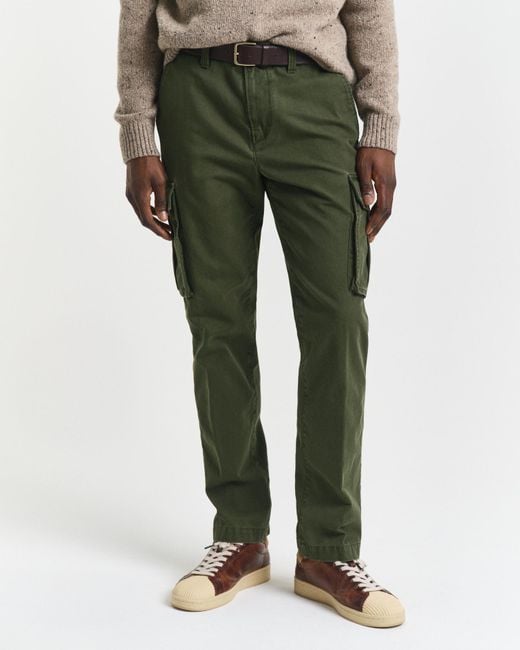 Gant Green Regular Fit Cotton Twill Cargo Pants Country for men