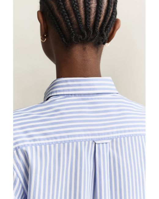 Gant Blue Classic Regular Striped Poplin Shirt