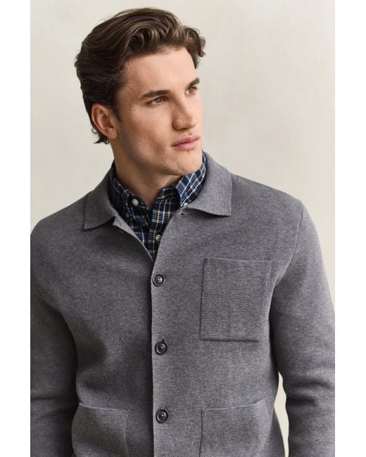 Gant Gray Milano Knit Cardigan Charcoal Melange for men