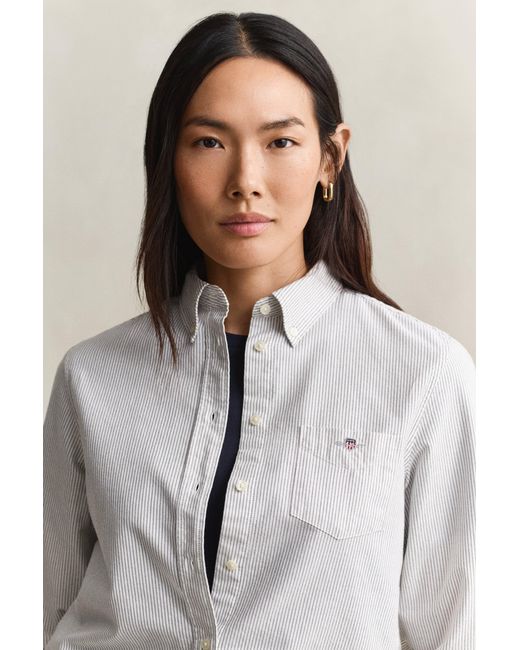 Gant Blue Striped Classic Oxford Shirt Deep