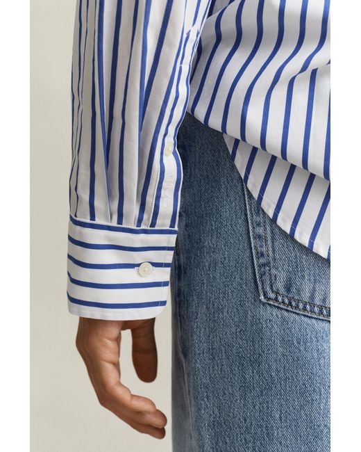 Gant Blue Relaxed Fit Striped Classic Poplin Shirt