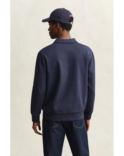 Gant Blue Ponte Di Roma Half-Zip Sweatshirt Evening for men