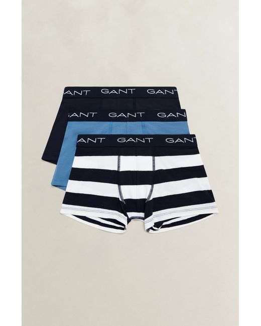 Gant Blue Teens Teen Boys 3-Pack Stripe Boxer Briefs Evening for men