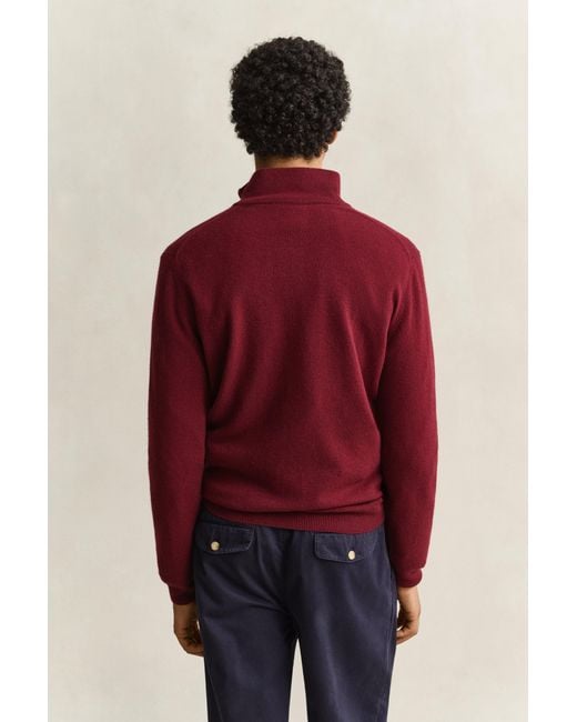 Gant Red Lambswool Half-Zip Sweater Plumped for men