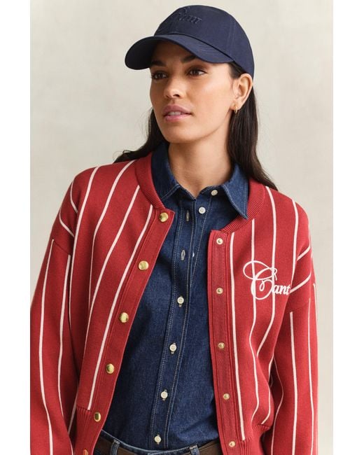 Gant Red Knitted Varsity Jacket