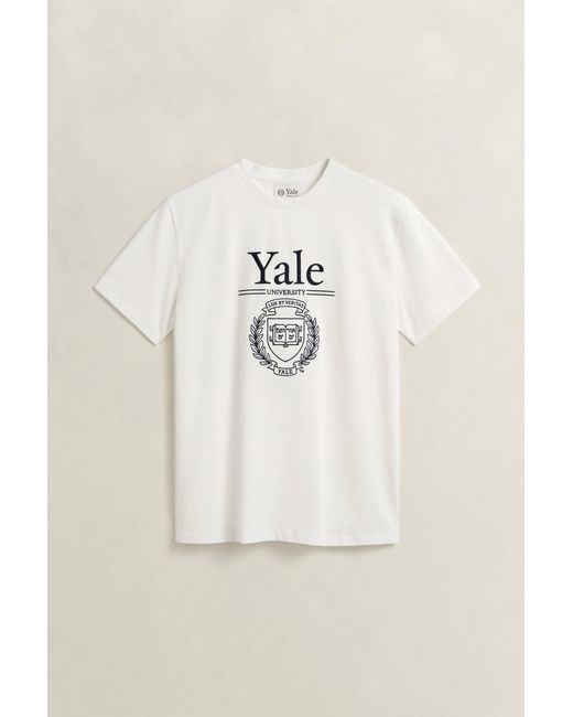 Gant Blue X Yale T-Shirt Eggshell for men