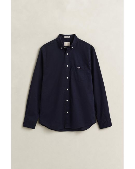 Gant Blue Classic Regular Poplin Shirt Evening for men