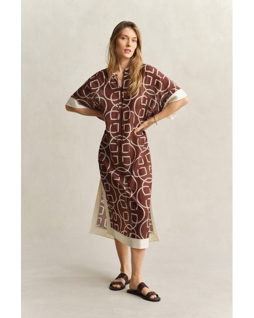 Gant Natural Monogram Cotton Silk Caftan