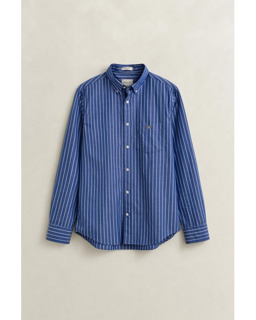 Gant Blue Striped Classic Poplin Shirt College for men