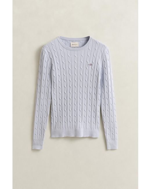 Gant White Cable Knit Crew Neck Sweater